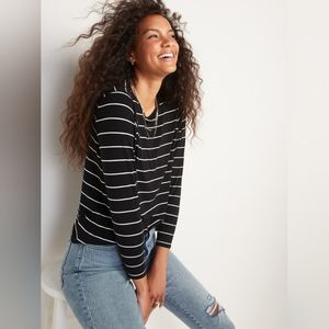 Old Navy Womens Luxe Black & White Striped Long Sleeve Top - L